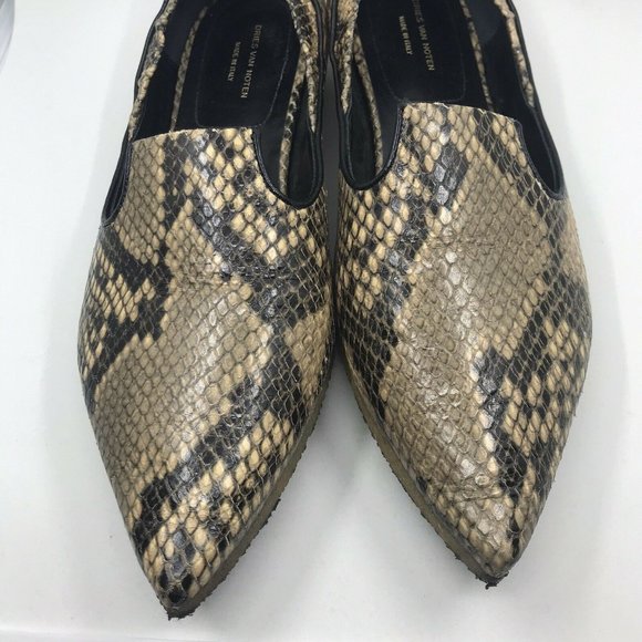Dries Van Noten Embossed Python Flats 38.5 Pointed - Picture 3 of 12